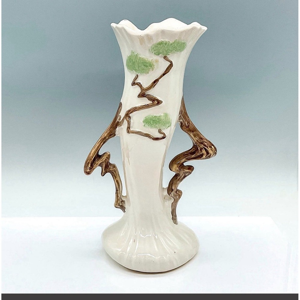 Roseville Art Pottery Ming Tree Vase 584 Mid Century White Tree Branches 12" EUC